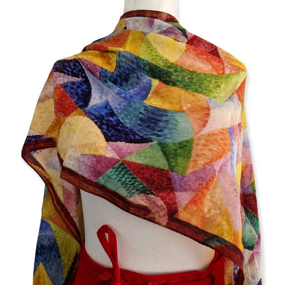 Colorful Severini Art Deco Painting Reproduction Silk Scarf - Picture 2 of 4